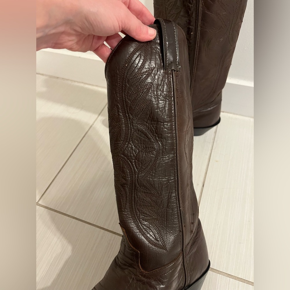 Laredo Dark Brown Leather Cowgirl Boots (Size 7 but fit like a 6 1/2) - Picture 6 of 11